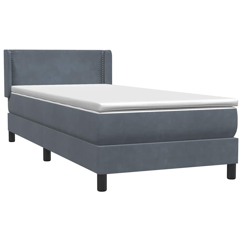 vidaXL Κρεβάτι Boxspring με Στρώμα Σκούρο Γκρι 80x220 εκ. Βελούδινο