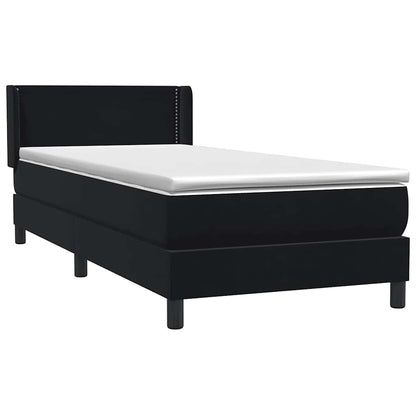 vidaXL Κρεβάτι Boxspring με Στρώμα Μαύρο 80x220 εκ. Βελούδινο