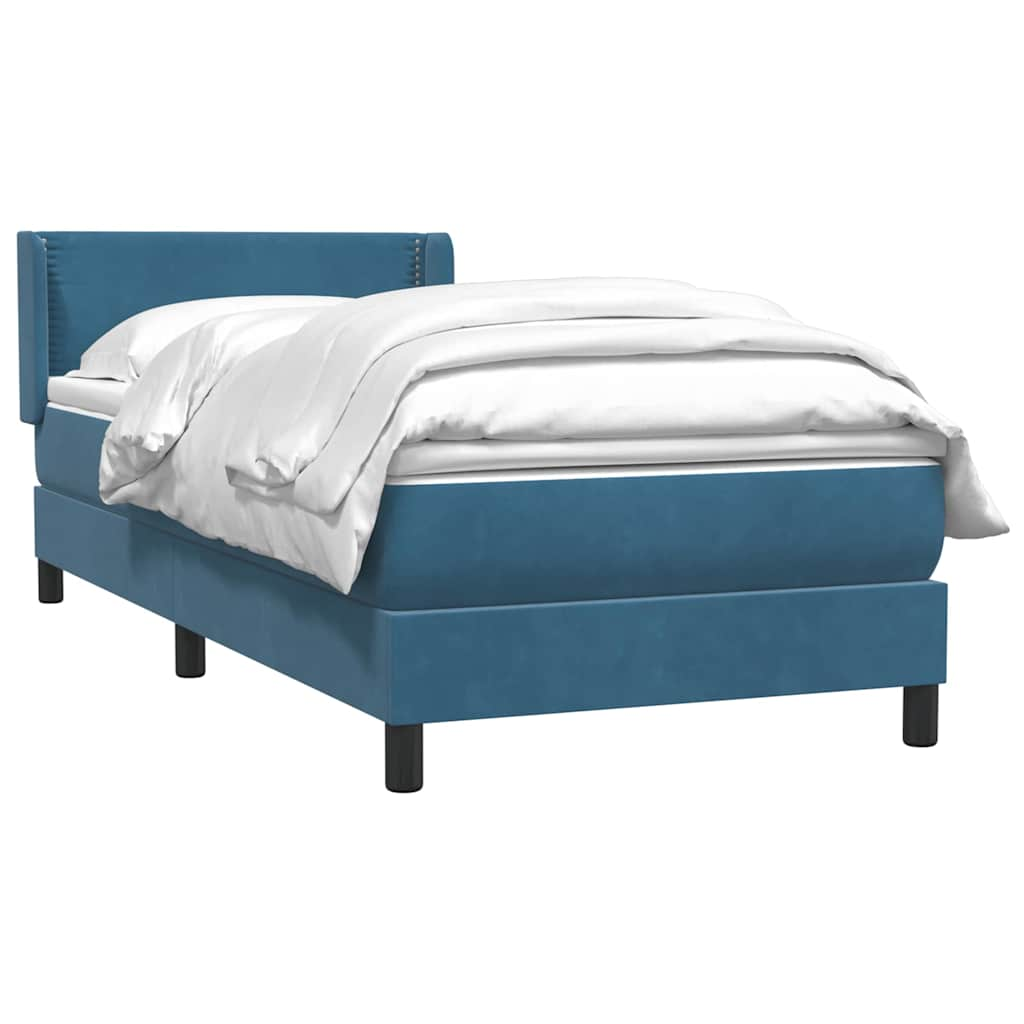 vidaXL Κρεβάτι Boxspring με Στρώμα Σκούρο Μπλε 80x220 εκ. Βελούδινο