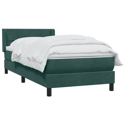 vidaXL Κρεβάτι Boxspring με Στρώμα Σκούρο Πράσινο 100x210εκ. Βελούδινο