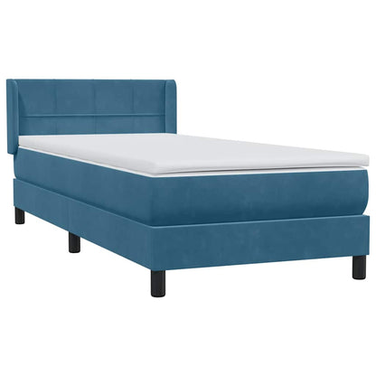 vidaXL Κρεβάτι Boxspring με Στρώμα Σκούρο Μπλε 100x210 εκ. Βελούδινο