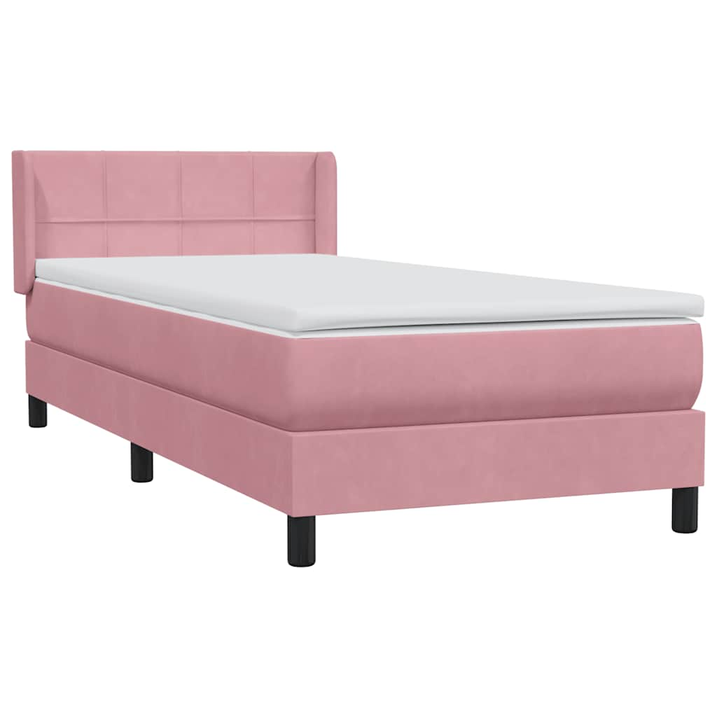 vidaXL Κρεβάτι Boxspring με Στρώμα Ροζ 100x210 εκ. Βελούδινο