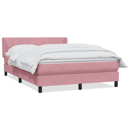 vidaXL Κρεβάτι Boxspring με Στρώμα Ροζ 140x210 εκ. Βελούδινο