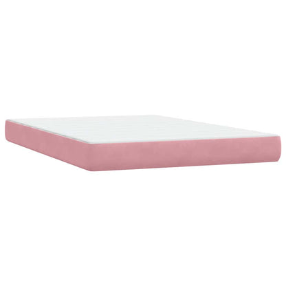 vidaXL Κρεβάτι Boxspring με Στρώμα Ροζ 140x210 εκ. Βελούδινο