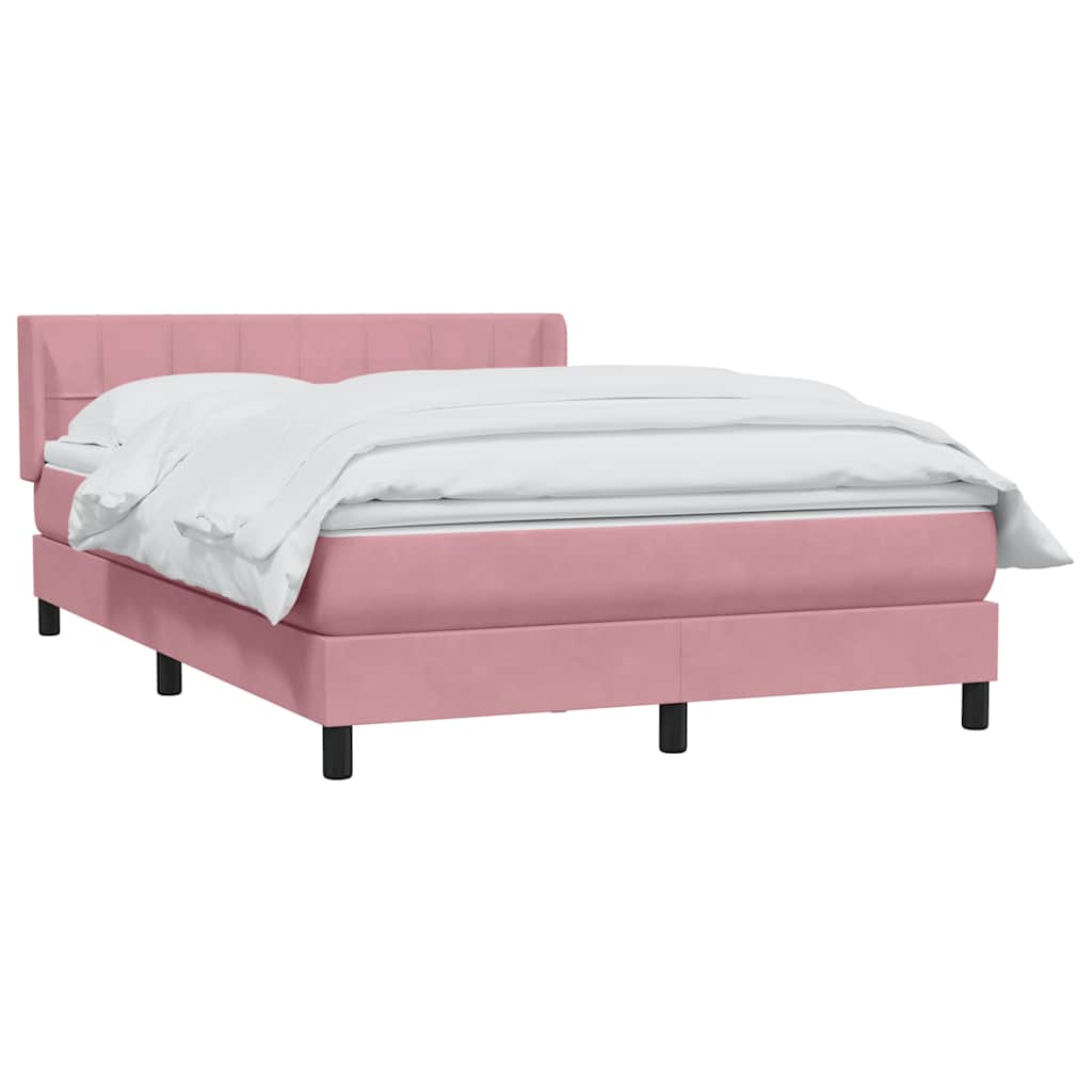 vidaXL Κρεβάτι Boxspring με Στρώμα Ροζ 160x210 εκ. Βελούδινο