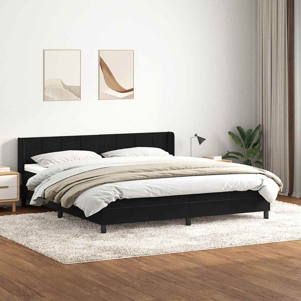 vidaXL Κρεβάτι Boxspring με Στρώμα Μαύρο 180x210 εκ. Βελούδινο