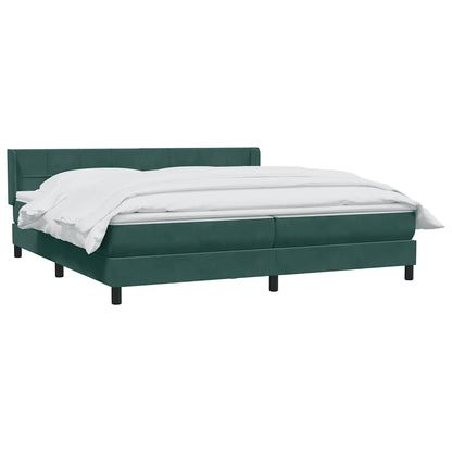 vidaXL Κρεβάτι Boxspring με Στρώμα Σκούρο Πράσινο 180x210εκ. Βελούδινο