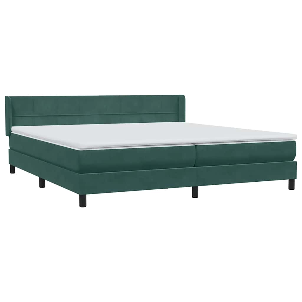 vidaXL Κρεβάτι Boxspring με Στρώμα Σκούρο Πράσινο 180x210εκ. Βελούδινο