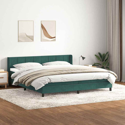 vidaXL Κρεβάτι Boxspring με Στρώμα Σκούρο Πράσινο 180x210εκ. Βελούδινο