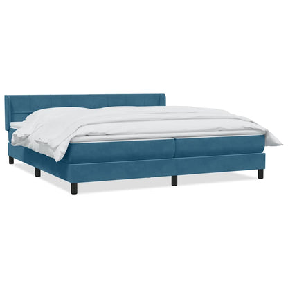 vidaXL Κρεβάτι Boxspring με Στρώμα Σκούρο Μπλε 180x210 εκ. Βελούδινο