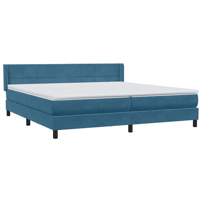 vidaXL Κρεβάτι Boxspring με Στρώμα Σκούρο Μπλε 180x210 εκ. Βελούδινο