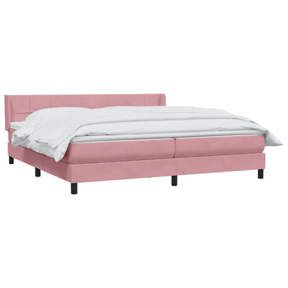 vidaXL Κρεβάτι Boxspring με Στρώμα Ροζ 180x210 εκ. Βελούδινο