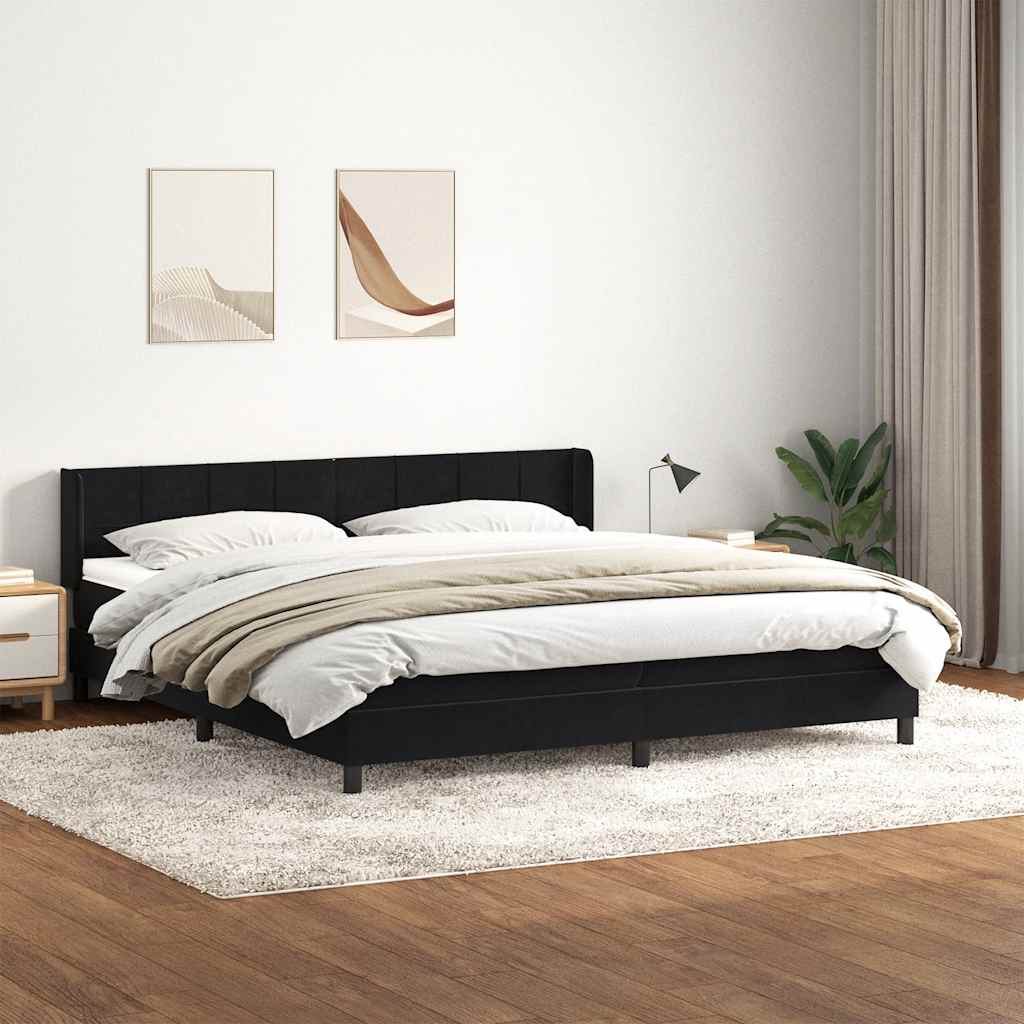 vidaXL Κρεβάτι Boxspring με Στρώμα Μαύρο 200x210 εκ. Βελούδινο