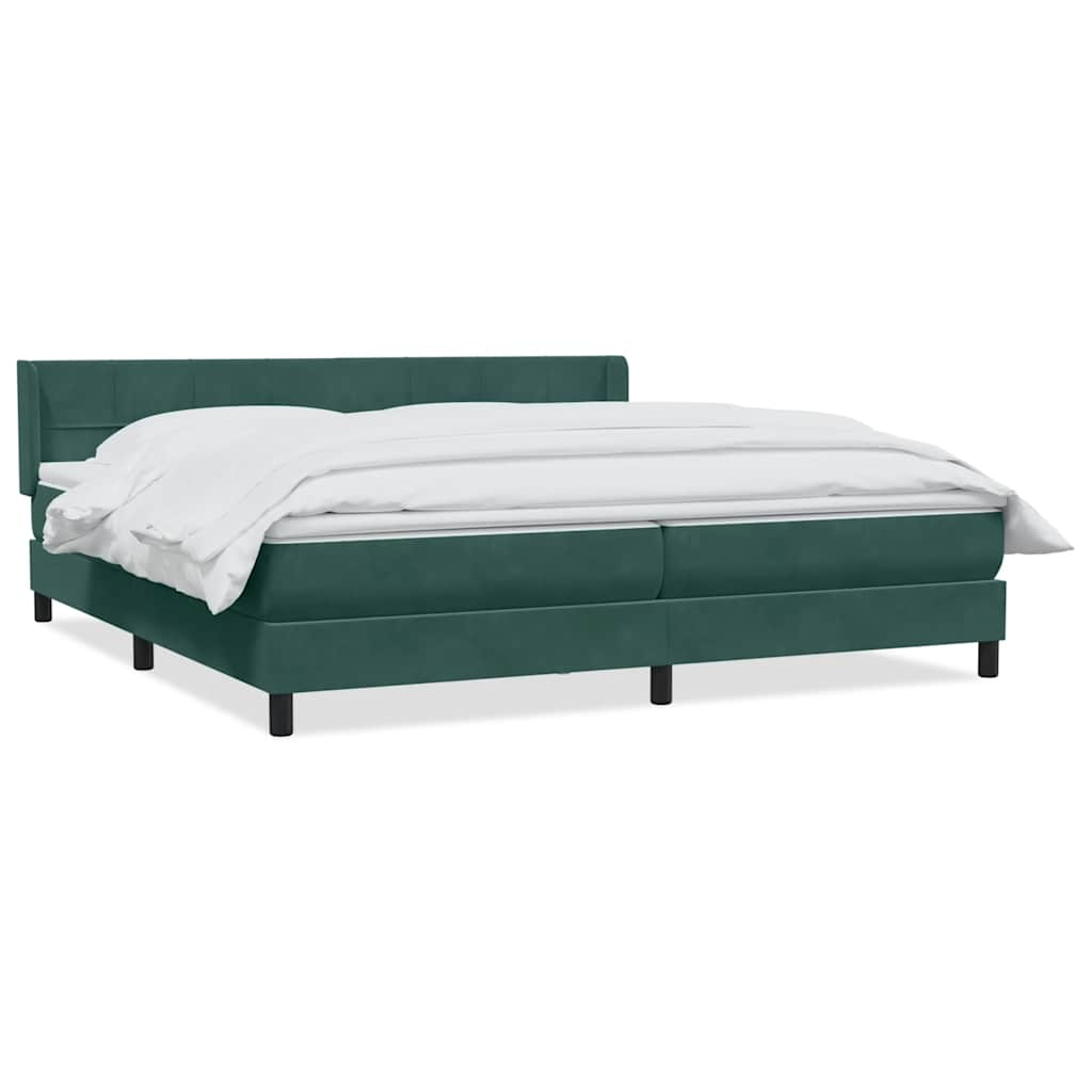 vidaXL Κρεβάτι Boxspring με Στρώμα Σκούρο Πράσινο 200x210εκ. Βελούδινο