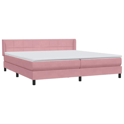 vidaXL Κρεβάτι Boxspring με Στρώμα Ροζ 200x210 εκ. Βελούδινο