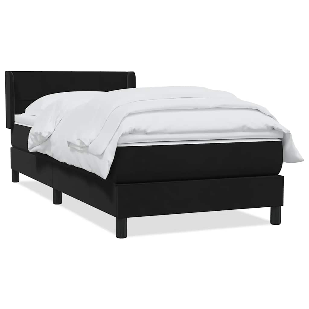 vidaXL Κρεβάτι Boxspring με Στρώμα Μαύρο 80x220 εκ. Βελούδινο