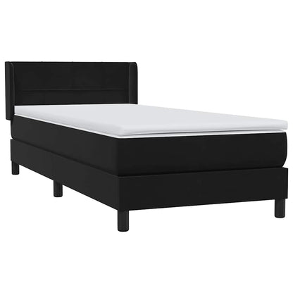 vidaXL Κρεβάτι Boxspring με Στρώμα Μαύρο 80x220 εκ. Βελούδινο