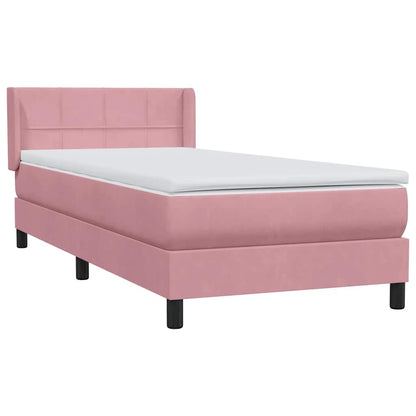 vidaXL Κρεβάτι Boxspring με Στρώμα Ροζ 80x220 εκ. Βελούδινο