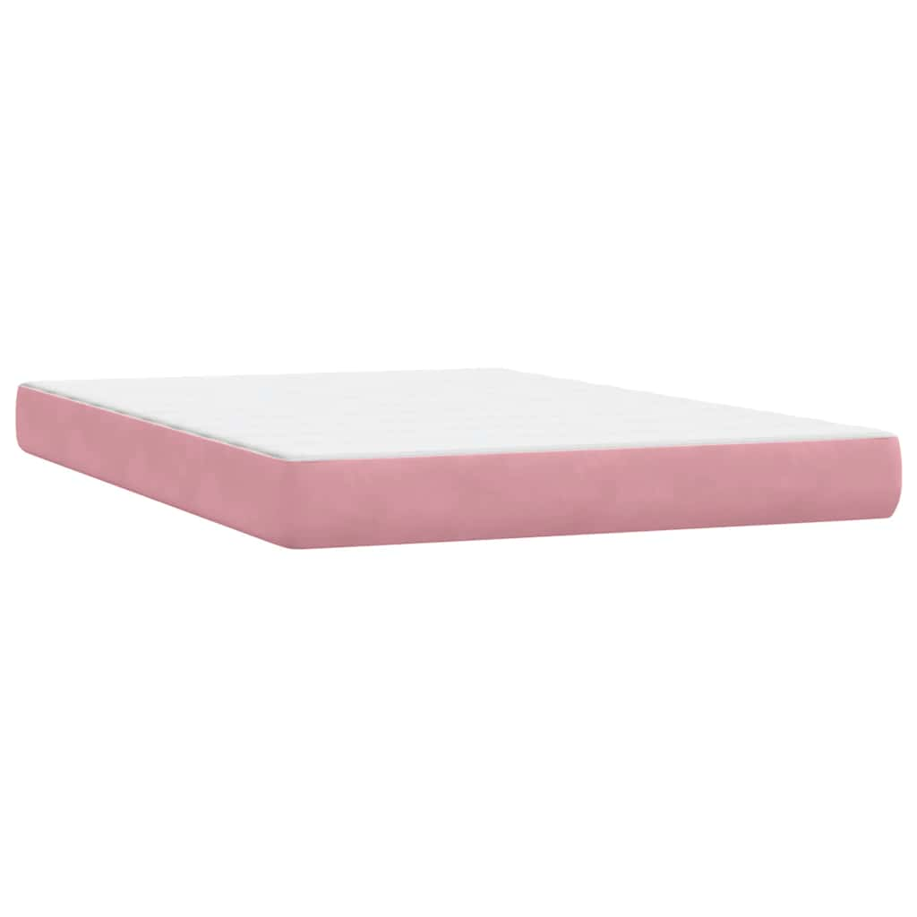 vidaXL Κρεβάτι Boxspring με Στρώμα Ροζ 80x220 εκ. Βελούδινο