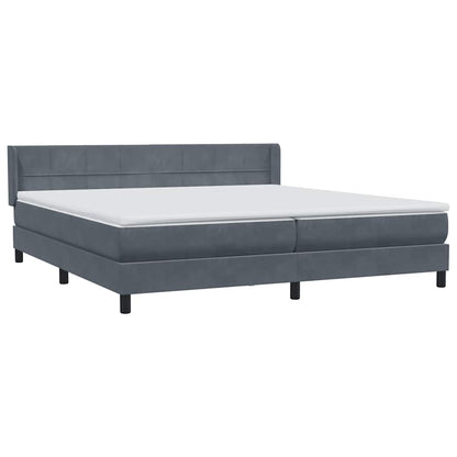 vidaXL Box Spring Κρεβάτι με στρώμα Σκούρο γκρι 200x220 cm Βελούδινο