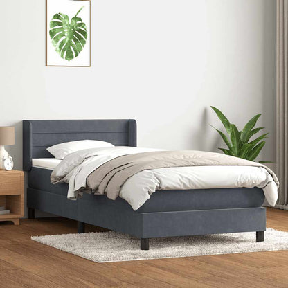 vidaXL Box Spring Κρεβάτι με στρώμα Σκούρο γκρι 80x210 εκ. Βελούδινο