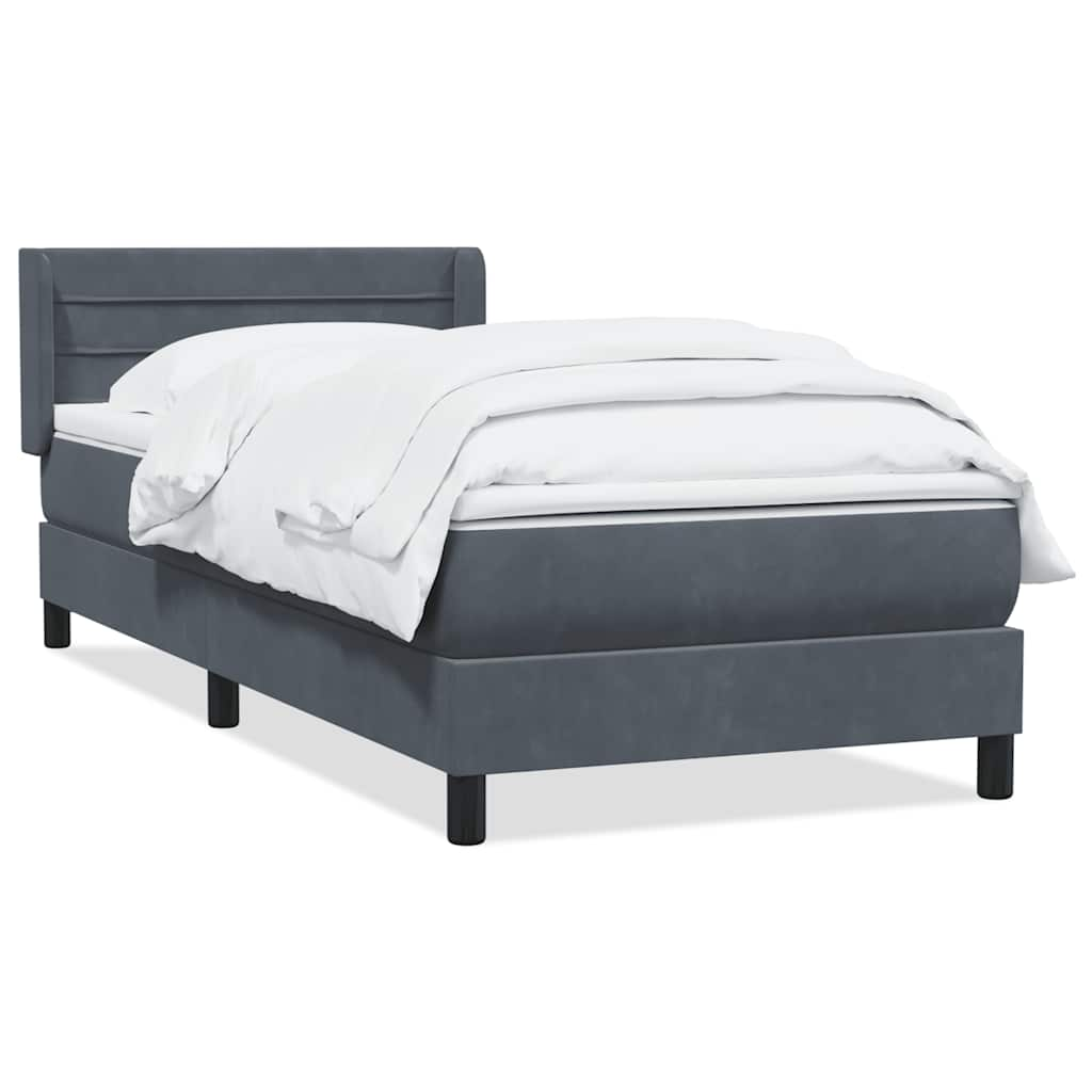 vidaXL Κρεβάτι Boxspring με Στρώμα Σκούρο Γκρι 90x210 εκ. Βελούδινο