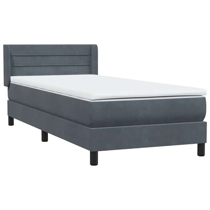 vidaXL Κρεβάτι Boxspring με Στρώμα Σκούρο Γκρι 90x210 εκ. Βελούδινο