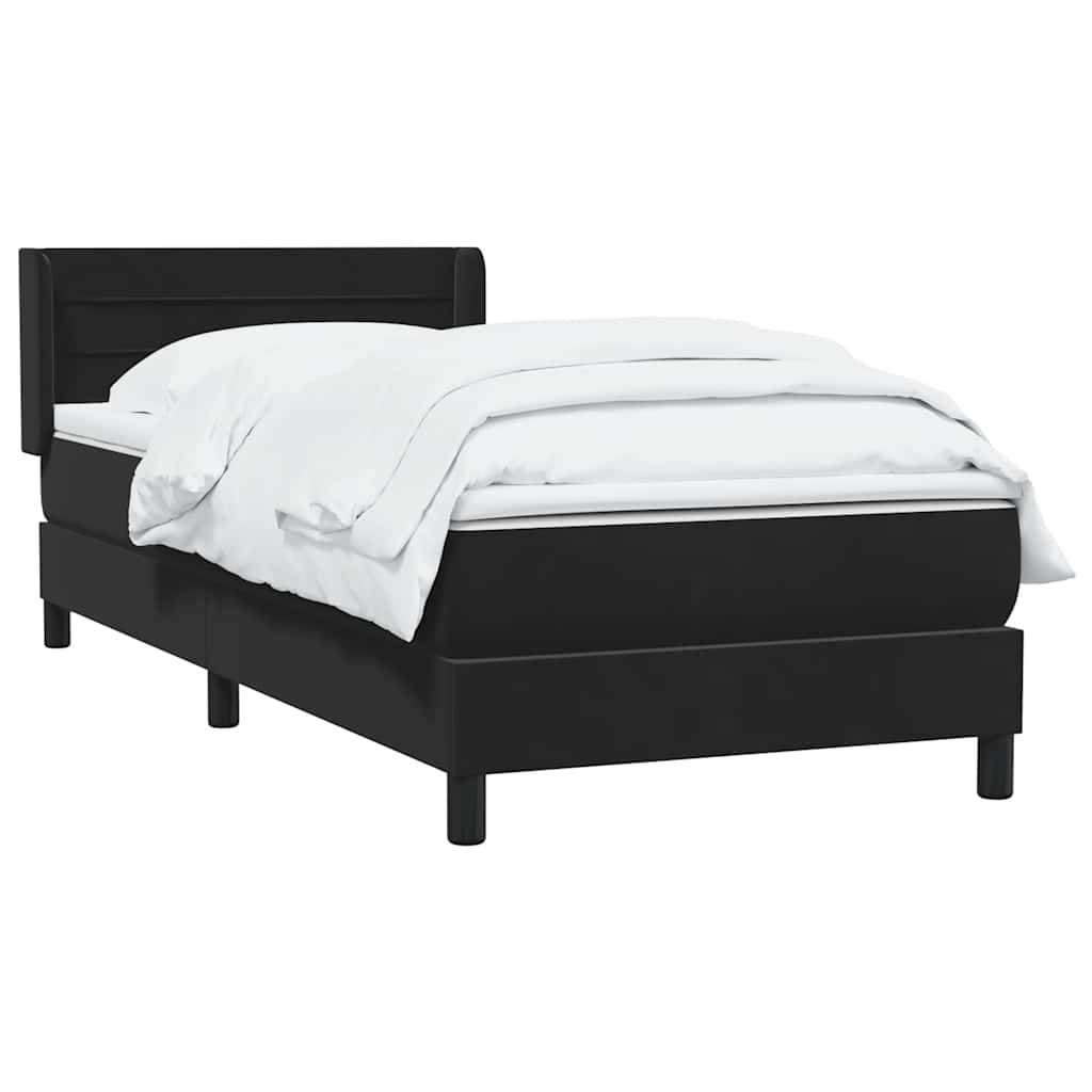 vidaXL Κρεβάτι Boxspring με Στρώμα Μαύρο 90x210 εκ. Βελούδινο