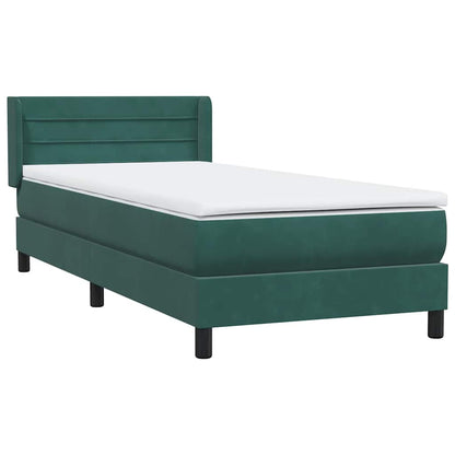 vidaXL Κρεβάτι Boxspring με Στρώμα Σκούρο Πράσινο 100x210εκ. Βελούδινο