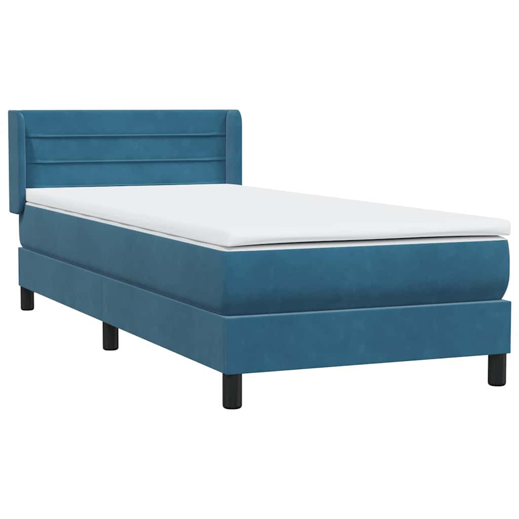 vidaXL Κρεβάτι Boxspring με Στρώμα Σκούρο Μπλε 100x210 εκ. Βελούδινο