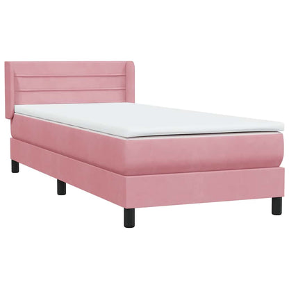 vidaXL Κρεβάτι Boxspring με Στρώμα Ροζ 100x210 εκ. Βελούδινο