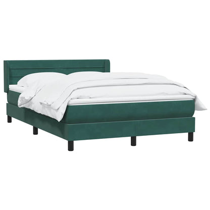 vidaXL Κρεβάτι Boxspring με Στρώμα Σκούρο Πράσινο 140x210εκ. Βελούδινο