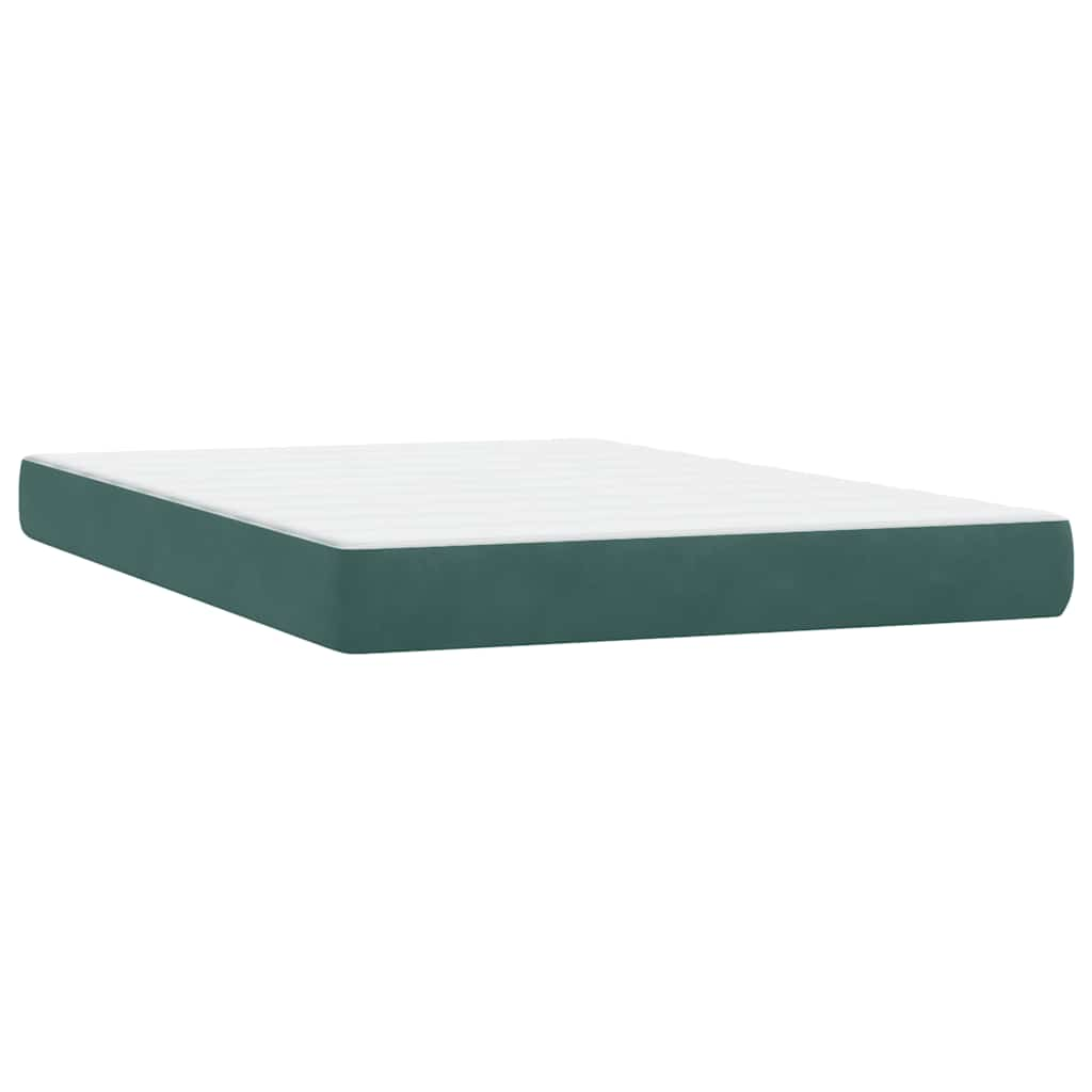 vidaXL Κρεβάτι Boxspring με Στρώμα Σκούρο Πράσινο 140x210εκ. Βελούδινο