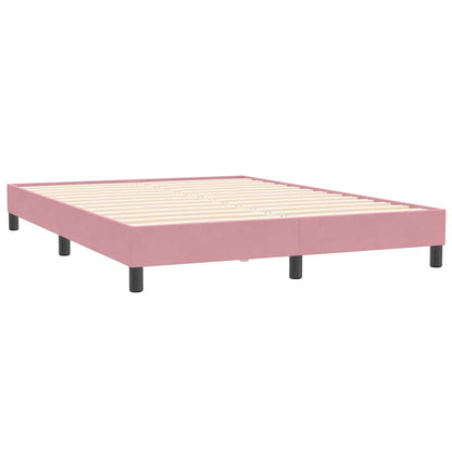 vidaXL Κρεβάτι Boxspring με Στρώμα Ροζ 140x210 εκ. Βελούδινο