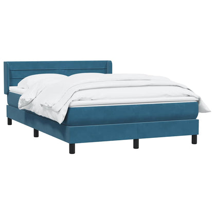 vidaXL Κρεβάτι Boxspring με Στρώμα Σκούρο Μπλε 160x210 εκ. Βελούδινο