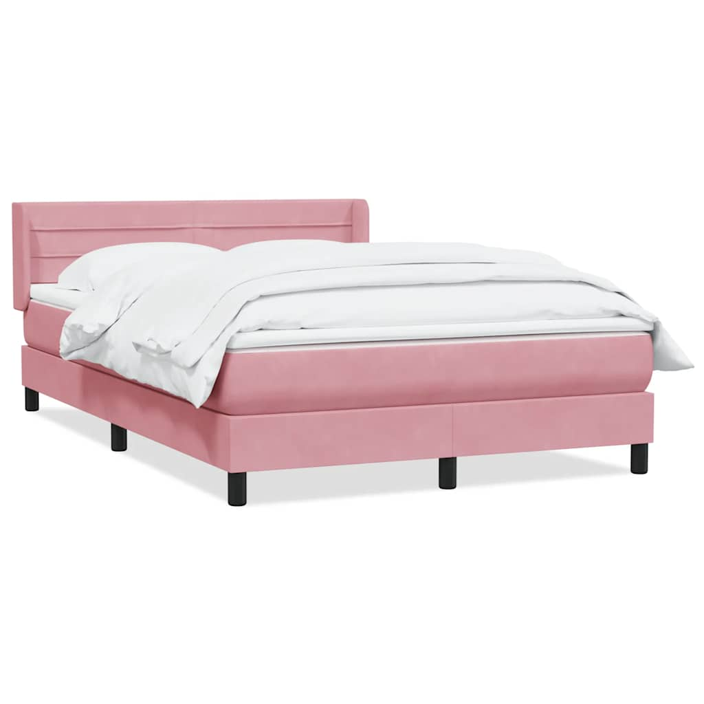 vidaXL Κρεβάτι Boxspring με Στρώμα Ροζ 160x210 εκ. Βελούδινο