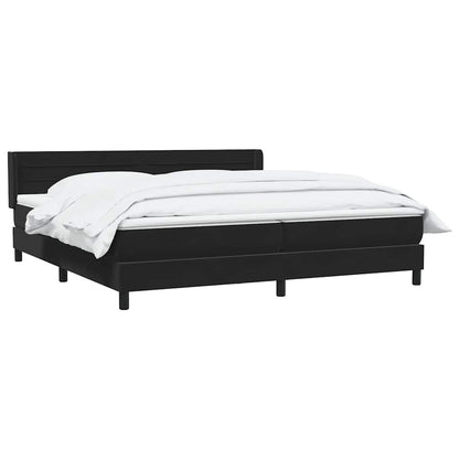 vidaXL Κρεβάτι Boxspring με Στρώμα Μαύρο 180x210 εκ. Βελούδινο