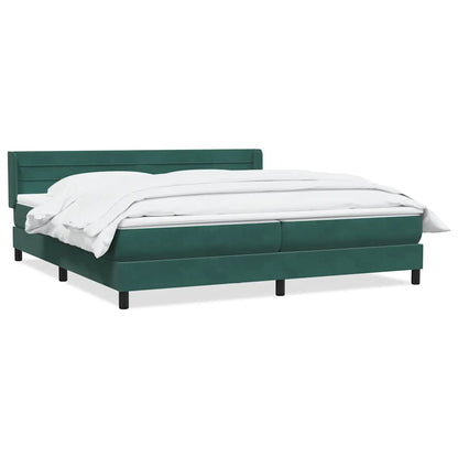 vidaXL Κρεβάτι Boxspring με Στρώμα Σκούρο Πράσινο 180x210εκ. Βελούδινο