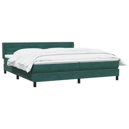 vidaXL Κρεβάτι Boxspring με Στρώμα Σκούρο Πράσινο 180x210εκ. Βελούδινο