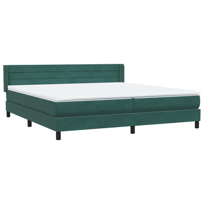 vidaXL Κρεβάτι Boxspring με Στρώμα Σκούρο Πράσινο 180x210εκ. Βελούδινο