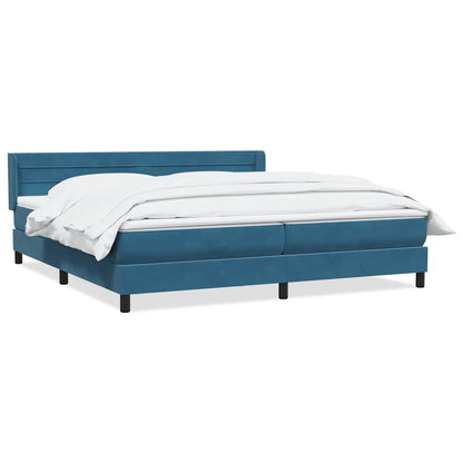 vidaXL Κρεβάτι Boxspring με Στρώμα Σκούρο Μπλε 180x210 εκ. Βελούδινο