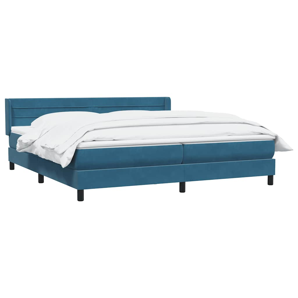 vidaXL Κρεβάτι Boxspring με Στρώμα Σκούρο Μπλε 180x210 εκ. Βελούδινο