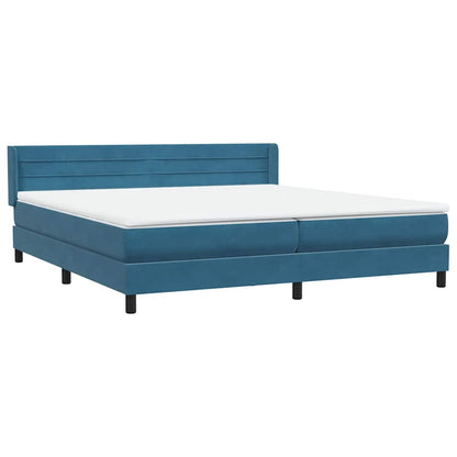 vidaXL Κρεβάτι Boxspring με Στρώμα Σκούρο Μπλε 180x210 εκ. Βελούδινο