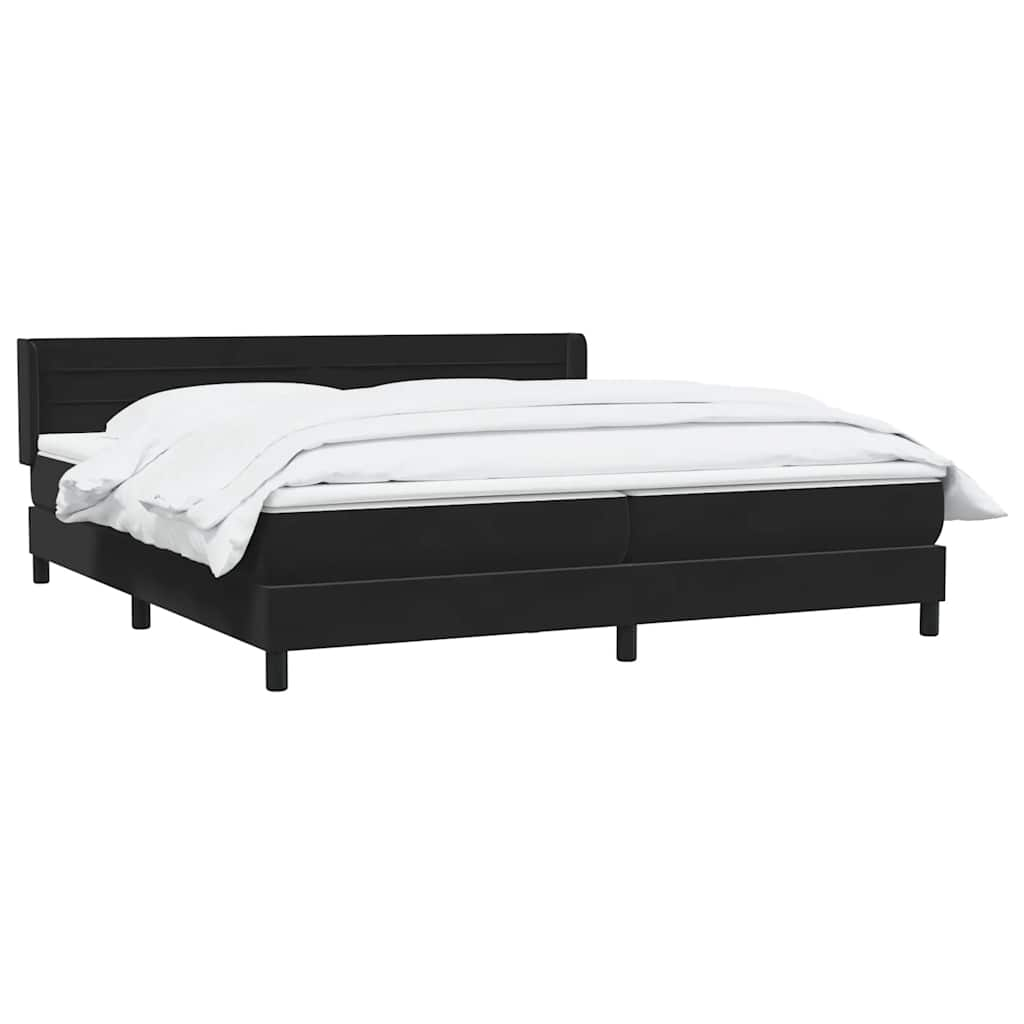 vidaXL Κρεβάτι Boxspring με Στρώμα Μαύρο 200x210 εκ. Βελούδινο