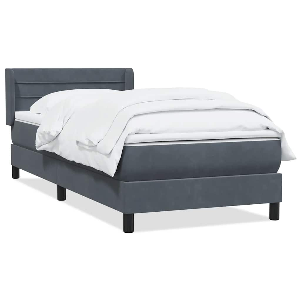 vidaXL Κρεβάτι Boxspring με Στρώμα Σκούρο Γκρι 80x220 εκ. Βελούδινο