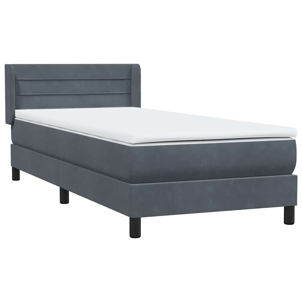 vidaXL Κρεβάτι Boxspring με Στρώμα Σκούρο Γκρι 80x220 εκ. Βελούδινο