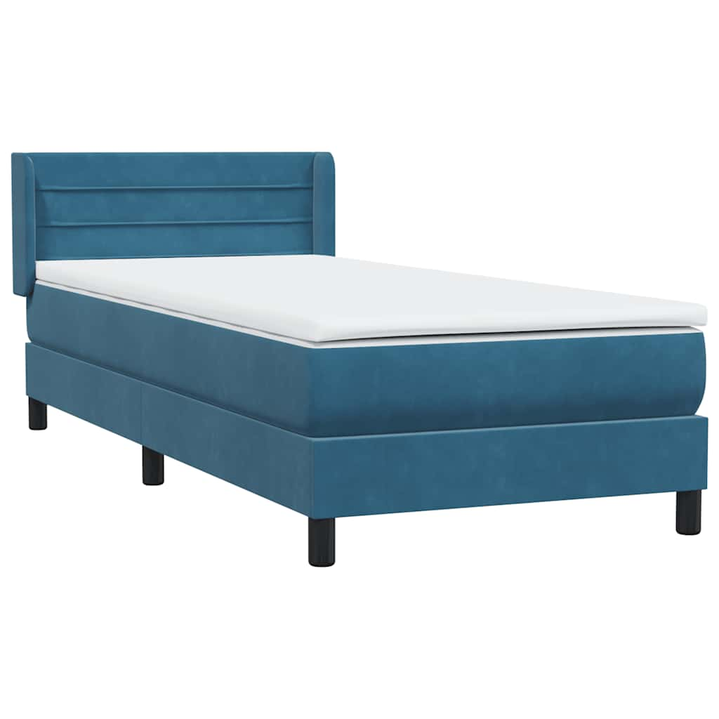 vidaXL Κρεβάτι Boxspring με Στρώμα Σκούρο Μπλε 80x220 εκ. Βελούδινο