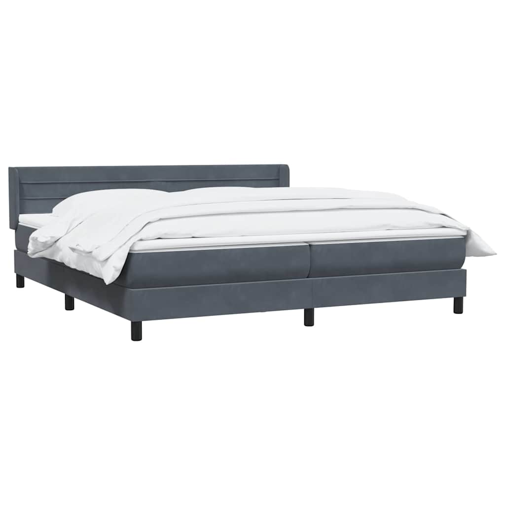 vidaXL Box Spring Κρεβάτι με στρώμα Σκούρο γκρι 200x220 cm Βελούδινο