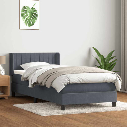 vidaXL Box Spring Κρεβάτι με στρώμα Σκούρο γκρι 80x210 εκ. Βελούδινο