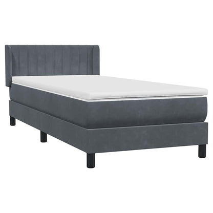 vidaXL Κρεβάτι Boxspring με Στρώμα Σκούρο Γκρι 90x210 εκ. Βελούδινο